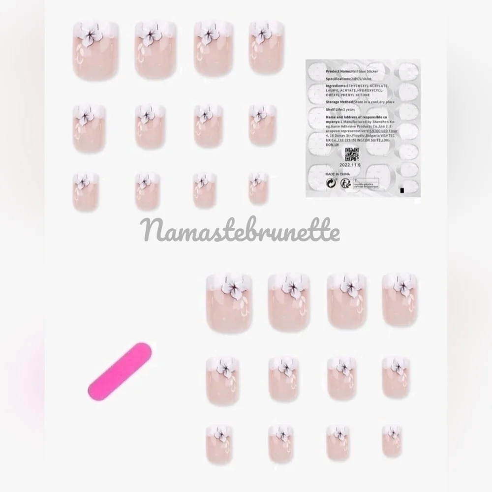 2/$16 Floral French Manicure Press On Nails